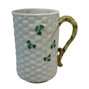 Belleek Ireland Shamrock Basketweave Irish Coffee Tea Cup 7th Mark 1980 - 1993